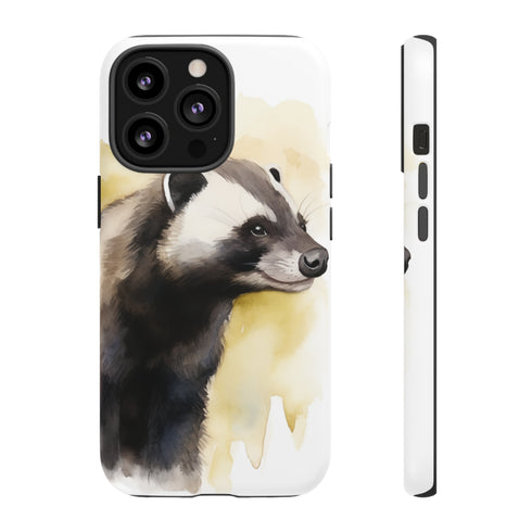 Badger on a Yellow Background - Impact Resistant Phone Case iPhone 13 Pro Matte